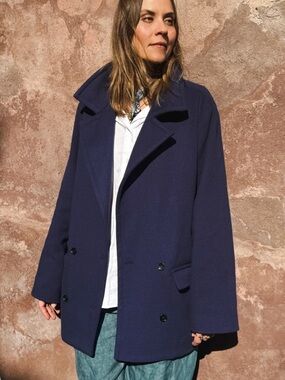 Horses Atelier Pea Coat in Cobalt
